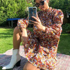 ASOS Violet Romance Cotton Mini Dress with Daisy Floral Print